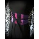 Purple / black obi belt light pink hot pink details - one size fits most