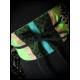 Neon green / black obi belt green and beige details - one size fits most