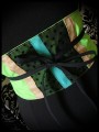 Neon green / black obi belt green and beige details - one size fits most