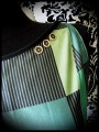 Retro wiggle dress green with grey/black stripes - size S/M