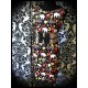 Retro wiggle dress black with multicolored animals - size S/M