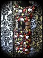 Retro wiggle dress black with multicolored animals - size S/M