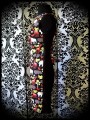 Retro wiggle dress black with multicolored animals - size S/M