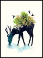 Tunic top Threadless deer and trees print - size M/L