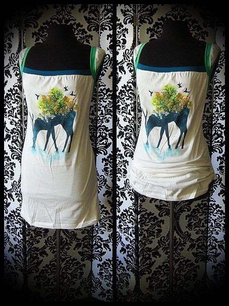 Tunic top Threadless deer and trees print - size M/L