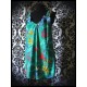 Green trapeze dress w/ pockets tropical print - size S/M