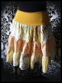 High waisted tiered skirt yellow/orange/red print - size S/M