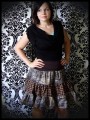 High waisted tiered skirt turquoise blue/green/white print - size M/L