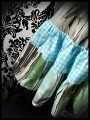 High waisted tiered skirt turquoise blue/green/white print - size M/L