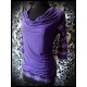 Purple draped top plaid print - size S/M