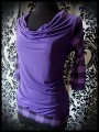Purple draped top plaid print - size S/M