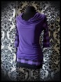 Purple draped top plaid print - size S/M