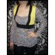 Babydoll top grey yellow w/ sewn-in shrug & matching scarf - size S/M