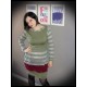 Khaki green top stripes / leopard print - size M/L