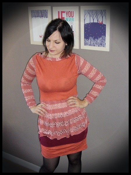 Orange top stripes / leopard print - size XS/S