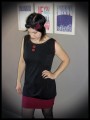 Black dress leopard print dark red details - size S/M