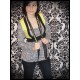 Babydoll top grey yellow w/ sewn-in shrug & matching scarf - size S/M