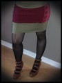 Dark red / khaki green mini skirt lace details - size M/L