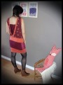 Dark red / orange mini skirt lace details - size S/M