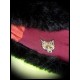 Brown fake fur tubular scarf dark red/orange lining fox print
