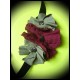 Black headband w/ khaki green and dark red flowers