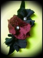 Black headband w/ black and dark red flowers