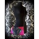 Black fake leather bag clutch frambosia / hot pink glitter details
