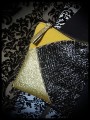 Black fake leather bag clutch yellow / gold glitter details