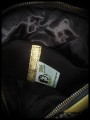 Black fake leather bag clutch yellow / gold glitter details