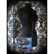 Black fake leather bag clutch sky blue / royal blue glitter details