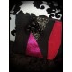 Black zippered purse hot pink glitter details