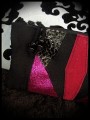 Black zippered purse hot pink glitter details