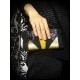 Black zippered purse gold glitter details