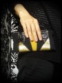 Black zippered purse gold glitter details