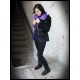 Blouson velours noir doublure violette grand col - taille S/M