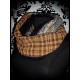 Brown camel tubular scarf black fake fur lining