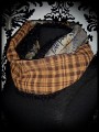 Brown camel tubular scarf black fake fur lining