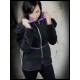 Black velvet coat w/ purple lining - size S/M