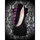 Pink tubular scarf black fake fur lining