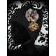Black hat w/ brown fabric flowers