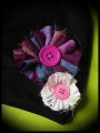 Black hat w/ pink fabric flowers