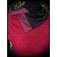 Dark red dress w/ asymmetrical collar black/plum details - size S