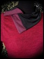 Dark red dress w/ asymmetrical collar black/plum details - size S