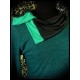 Dark green dress w/ asymmetrical collar black/kelly green details - size L