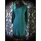 Dark green dress w/ asymmetrical collar black/kelly green details - size L