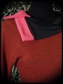 Burnt orange dress w/ asymmetrical collar black/neon pink details - size M