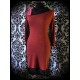 Robe orange brique détails noirs et rose fluo col asymétrique - taille M