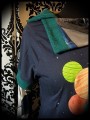 Navy top w/ asymmetrical collar green details planets print - size XS/S