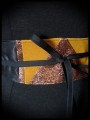 Black satin obi belt camel / brown glitter details - one size fits most