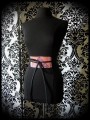 Black satin obi belt salmon / light pink glitter details - one size fits most